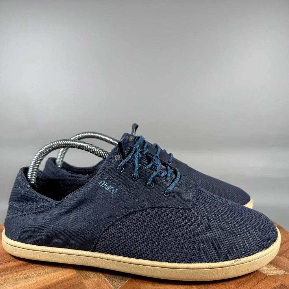 OluKai‎ Nohea Moku Mens 8.5 Navy Blue Mesh Boat Shoes Sneakers